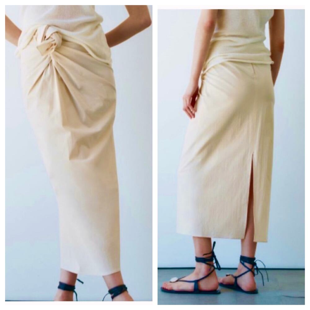 Zara midi knotted skirt NWT Size Junior Large